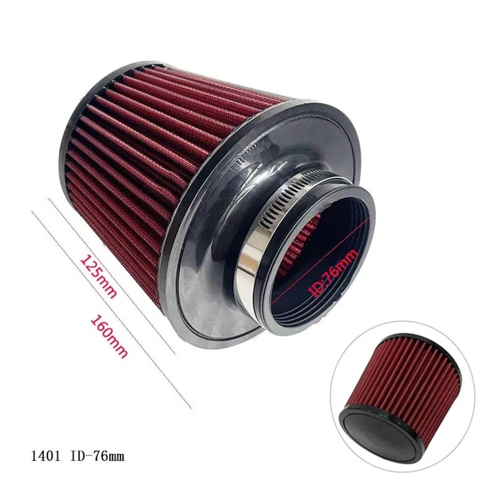 LUTFI Auto Filtro Aire 6m 70mm 76mm 89mm Filtro Aire Entrada Fría
