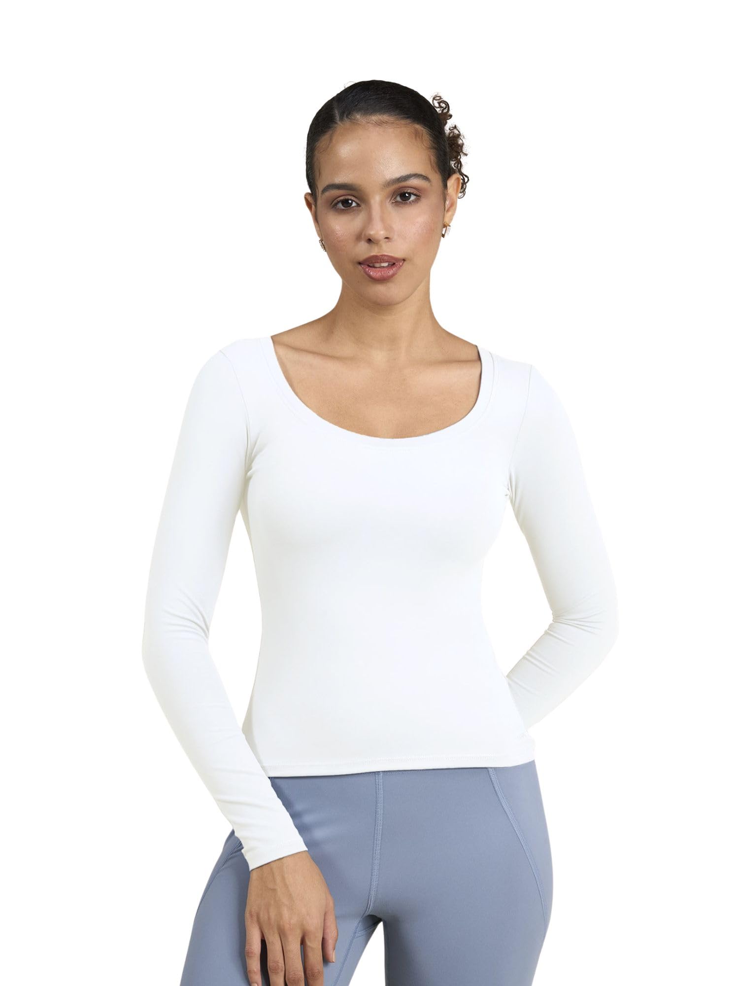 cava Sculpt Scoop Top for Women | Snug Sculpted Fit, Long Sleeves, Scoop Neckline, Minimal Branding, Everyday Activewear Tee-picture-15
