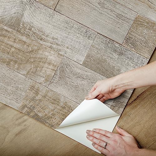 Scott Living Salvaged Plank Natural Self Adhesive Wallpaper, Brown by Scott Living - Used condition - Image 3