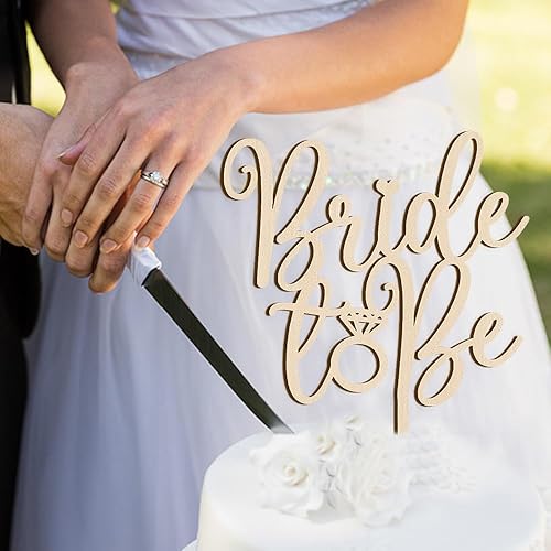 Miniatura 3 de Palasasa Decoración para tartas de novia – Decoración de madera de gran tamaño para tartas de despedida de soltera, para bodas, compromisos,