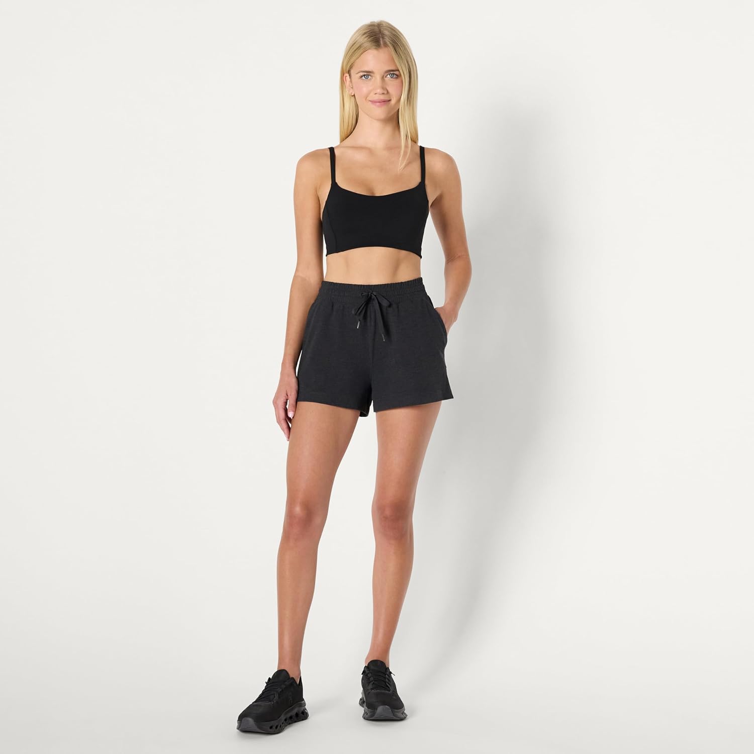 Amazon Essentials Women's Athletic Soft Performance Lightweight Stretch Workout Gym Sweat Shorts, Space Dye - Image 5