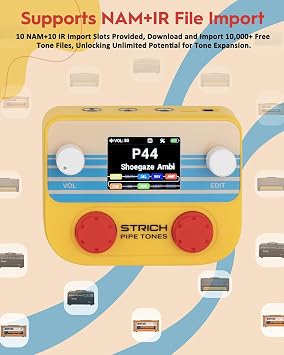 STRICH Pipe Tones Pocket Multi Effects Pedal for Guitar & Bass, 125 Effects, 10 Modules, 40s Looper, 100 Drum Rhythms, USB Audio Interface,20 IR/NAM Slots, Rechargeable Guitar Pedal, Orange