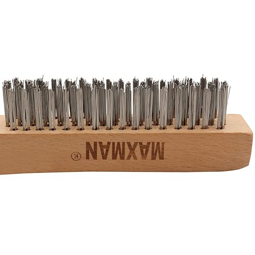 Miniatura 10 de MAXMAN Cepillo de latón, juego de 2 cepillos de alambre de latón resistente, cepillo de metal, cepillos de alambre para limpiar el óxido con mango