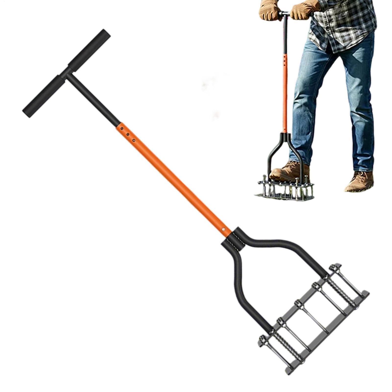 Aireador Manual De Césped Diseño Con Limpieza Automática De Tierra Y Hojas | Aireador Manual Hierba 15 Púas para Terreno Hogar Campo Golf Jardinería Parque Primavera y Otoño Cuidado de Hierba y Pa