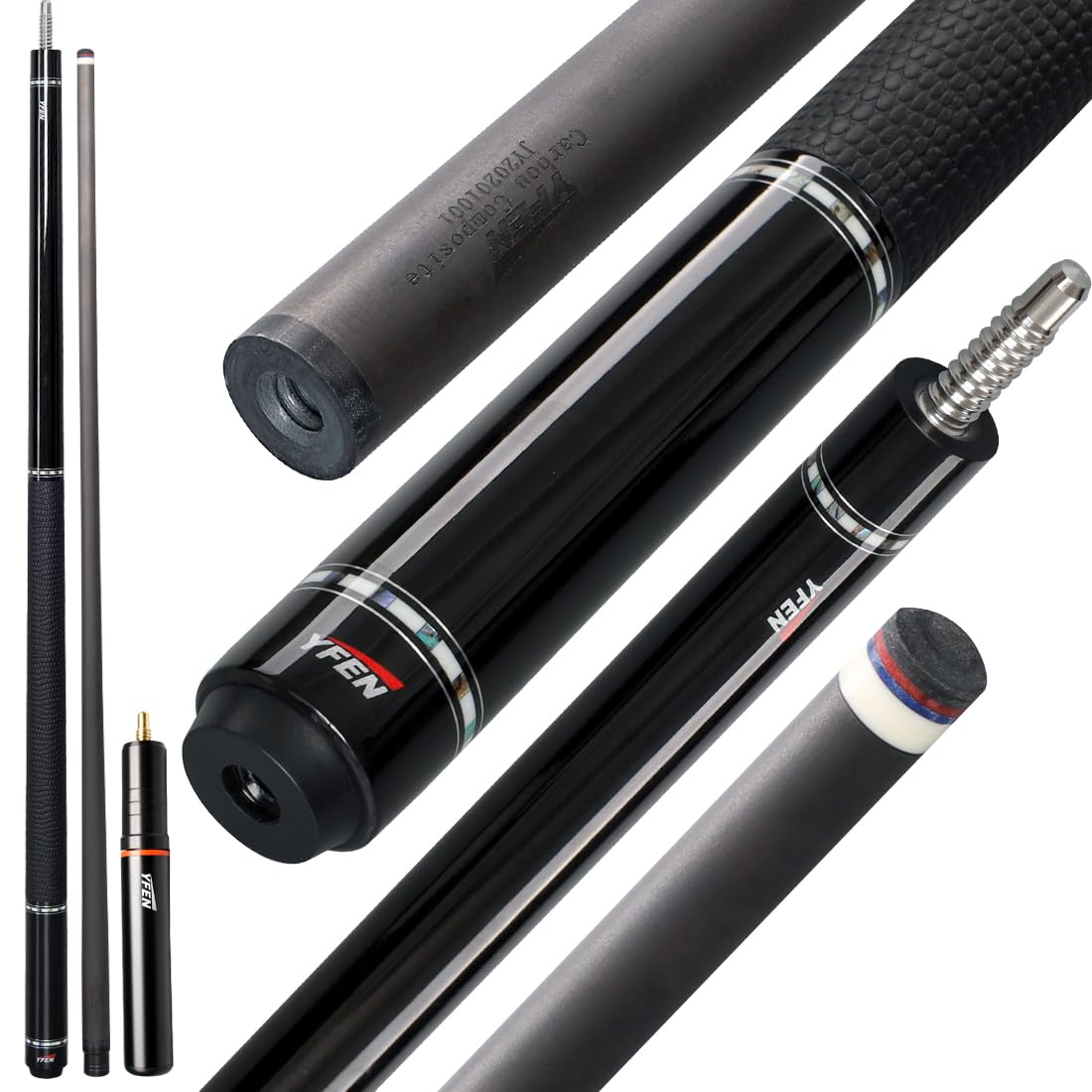 Stecca Da Biliardo Professionale Topyond In Carbonio 9mm – Asta Snooker Con Rete Nera