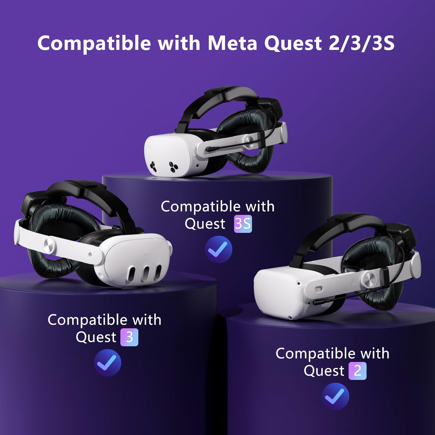 Saqico 20000mAh Dual Magnetic Battery Head Strap Compatible with Meta Oculus Quest 2/3/3S, Cool RGB Battery Pack & Easy to Replace Extend VR Playtime-Premium Comfort & Adjustable, Reduce Facial Stress