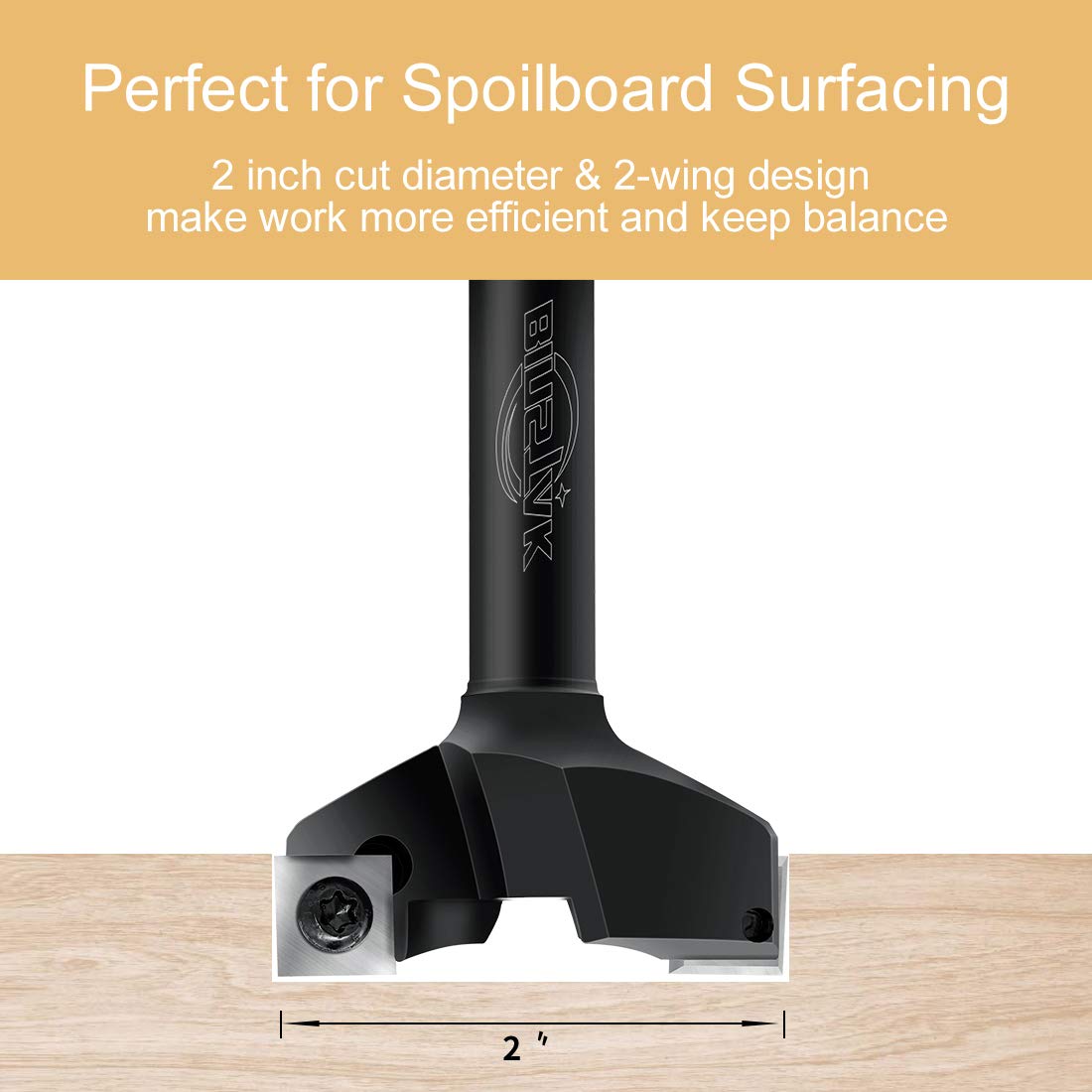 CNC Spoilboard Surfacing Router Bit, 1/2" Shank 2" Cutting Diameter, Insert Carbide Slab Flattening Router Bit Planing Bit Wood Planer Bit Woodworking Tools by BINSTAK