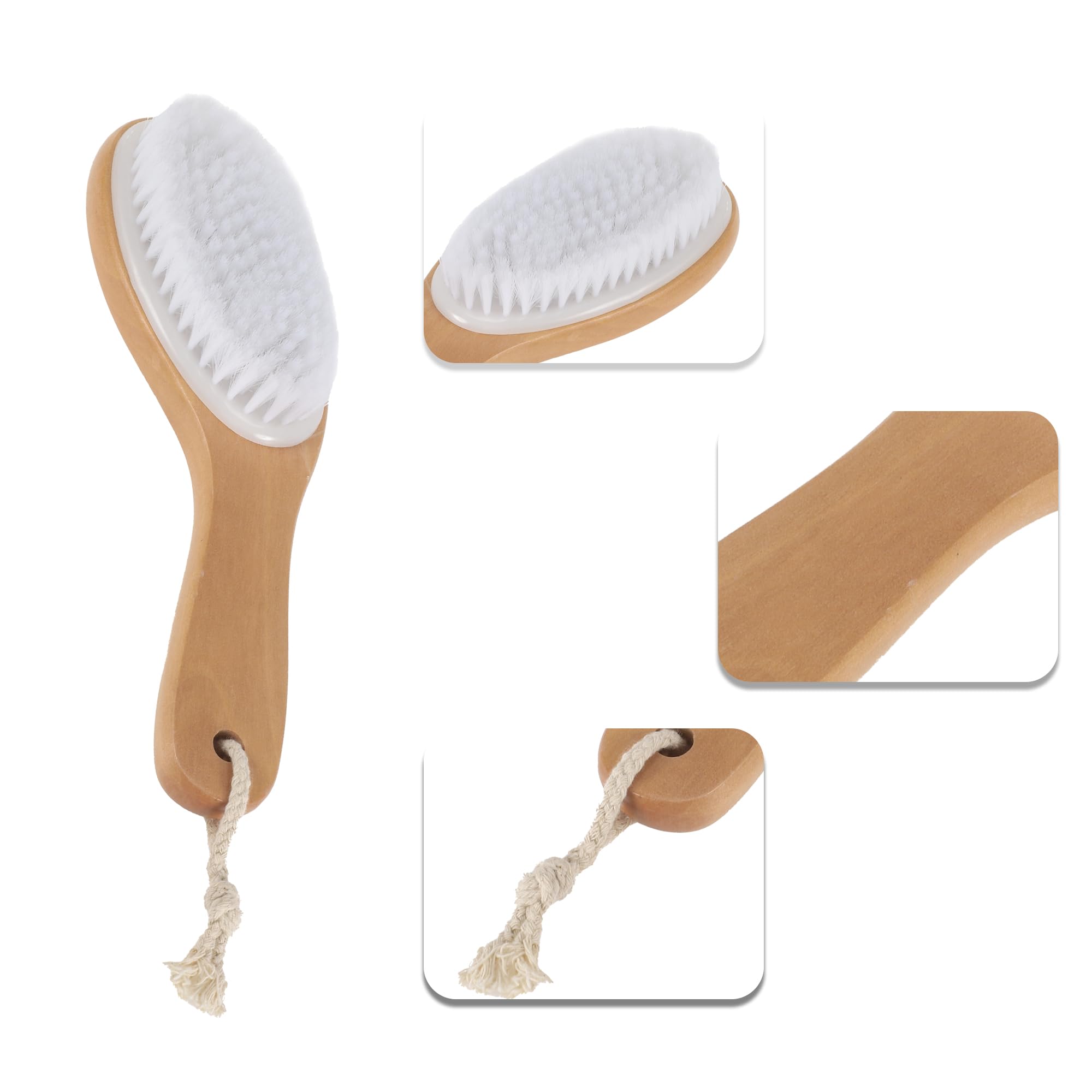 VOCOSTE Curved Handle Bath Brush Short Body Scrubber for Bath 9.84" Length White 1 Pc - Image 3