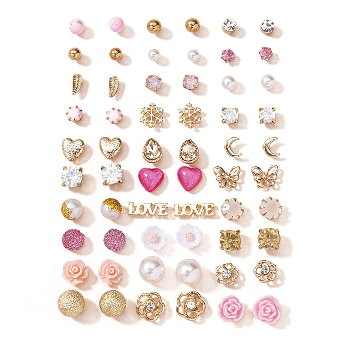 Jewels Galaxy Jewellery For Women Gold Plated Gold-Pink Toned Studs Combo of 30 Fashionable Pairs (JG-PC-ERGC-8687) (B0B949FNLV) Amazon Price History, Amazon Price Tracker