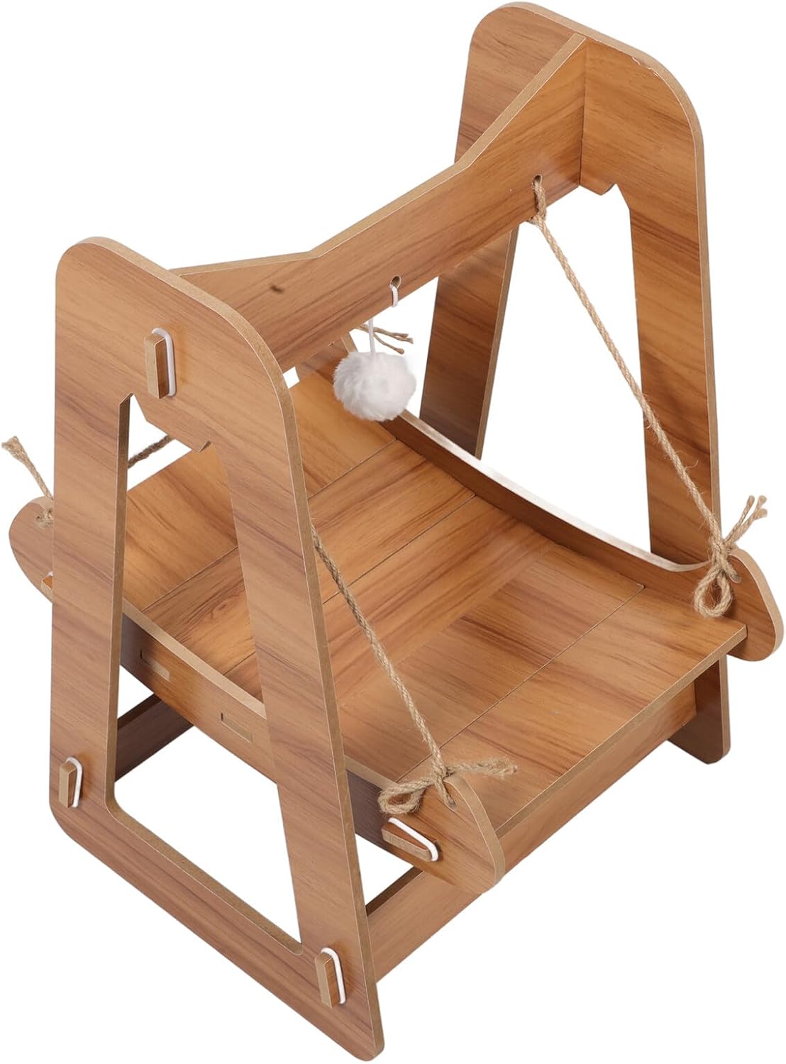 FAVOMOTO Wooden Cat Swing Bed Rocking Hammock Floor Nest for Indoor Cats Four Seasons Comfortable Pet Resting Lounge