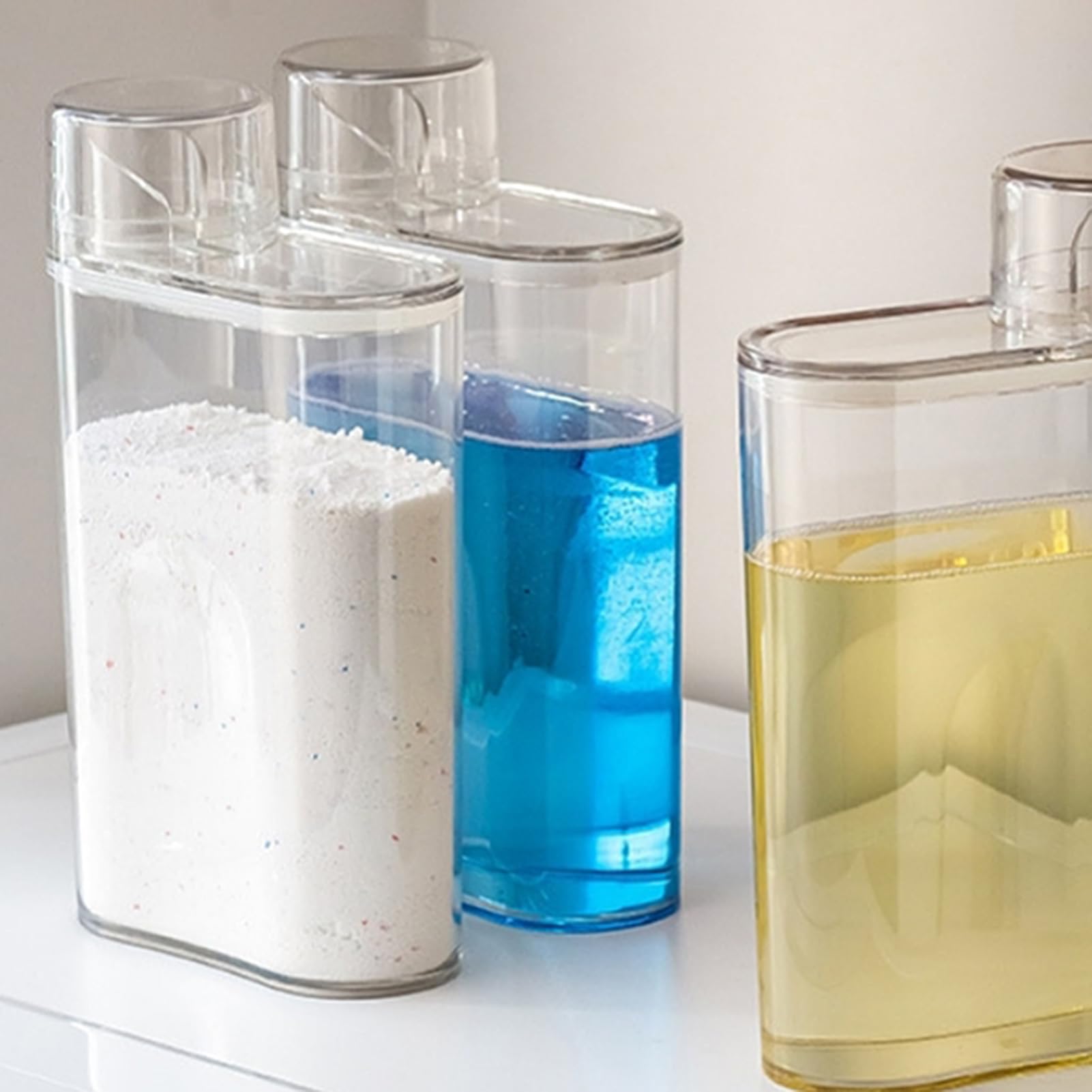 1300 Ml Luftdichter Waschmittelspender Mit Messbecher - 8 STÜCK Waschpulver Aufbewahrungsbox - Waschpulver Dosierer - BehäLter Aufbewahrungseimer Waschmittelbox | FüR WeichspüLer