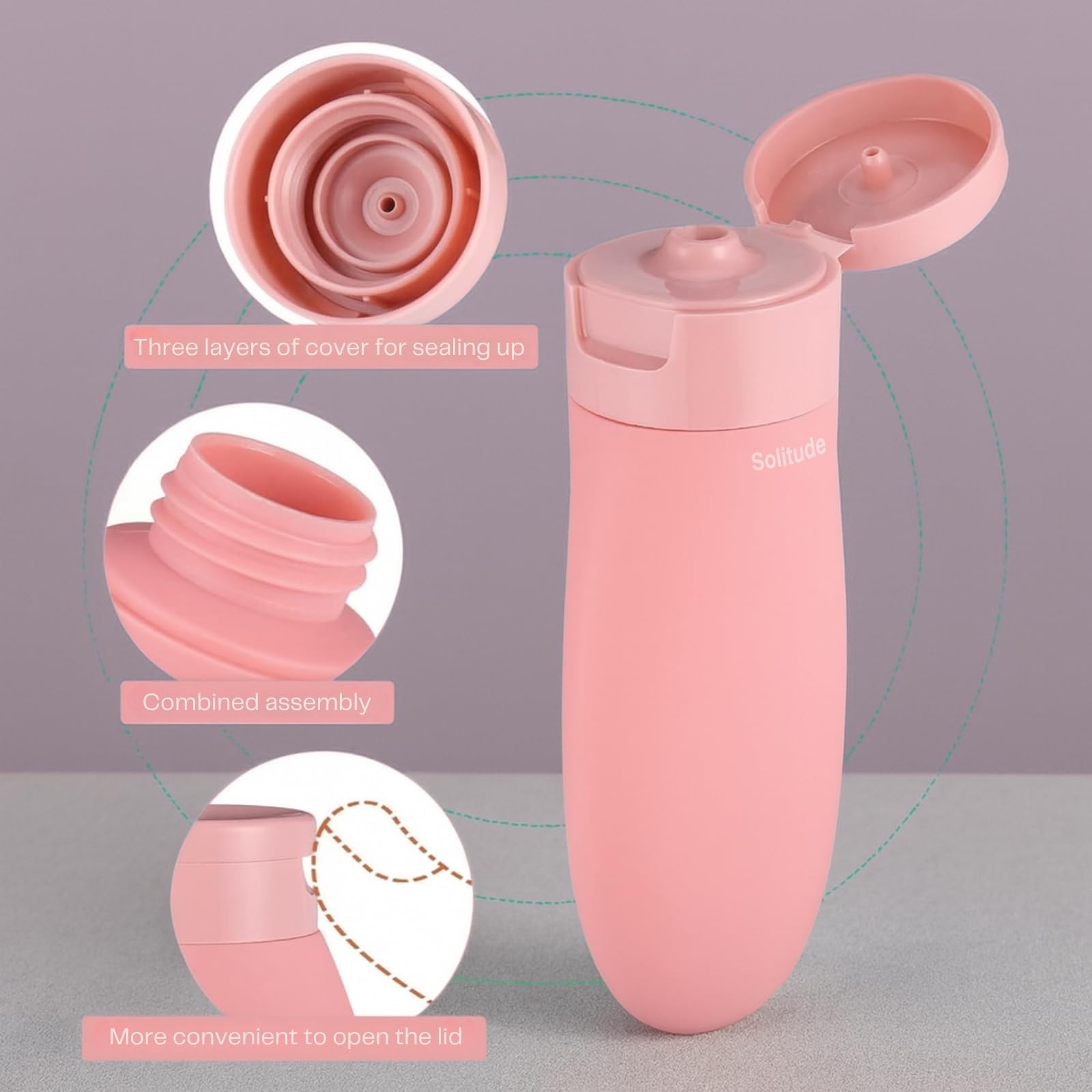 Solitude 11 PCS Travel Bottles Kit for Toiletries Organizer Leak Proof Refillable Squeezable Containers Set with Clear Storage Bag for Lotion Shampoo Conditioner Cosmetic Shower Gel Hand Wash - Image 4 thumbnail