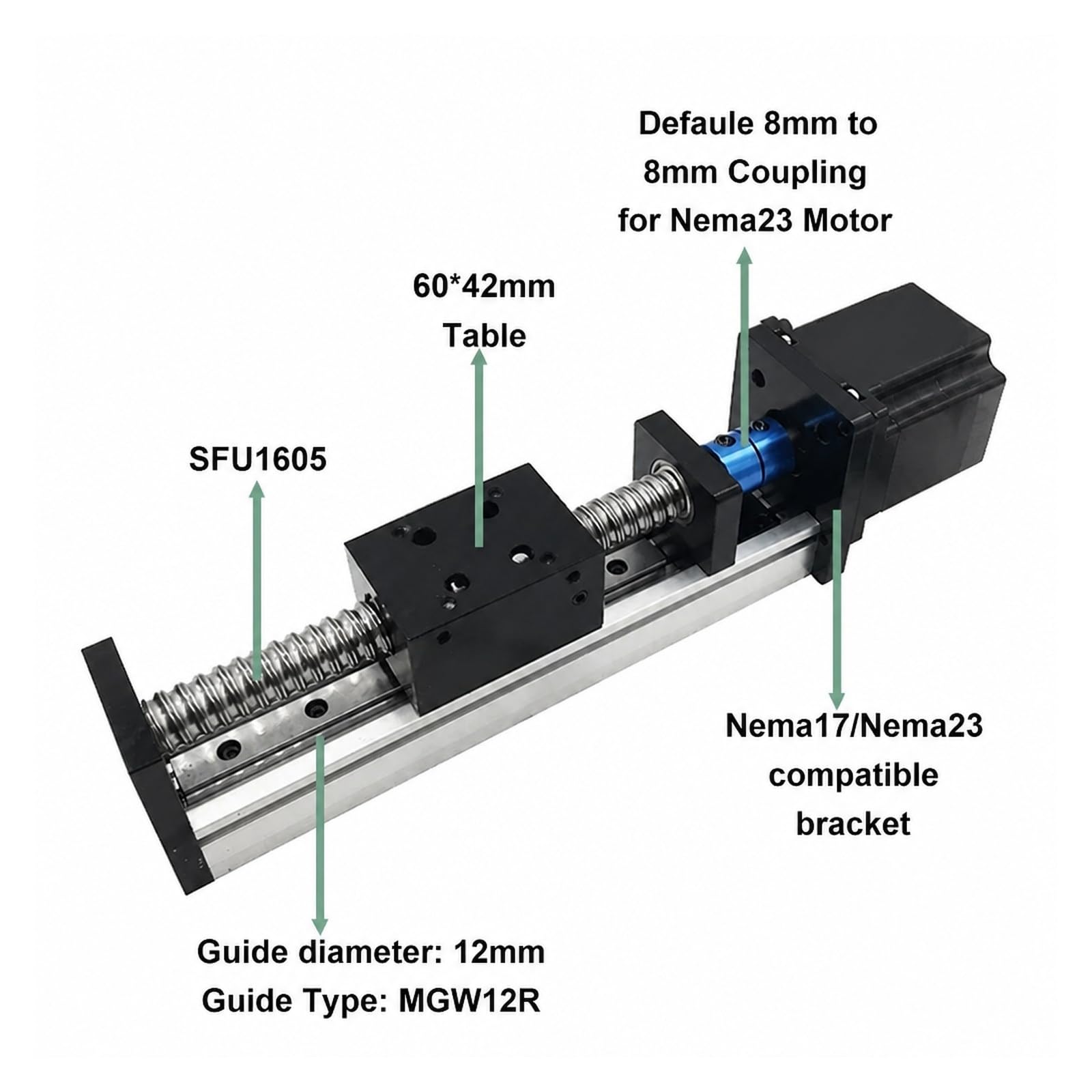 Śruba Kulowa, Zestaw Stołu Z Prowadnicą Liniową Silnika Krokowego Nema23 57 Mm do Maszyny CNC