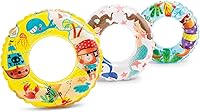 INTEX 24-Inch Transparent Swim Rings - Assorted Colors, Durable Clear Vinyl Pool Floats for Kids Age 6+