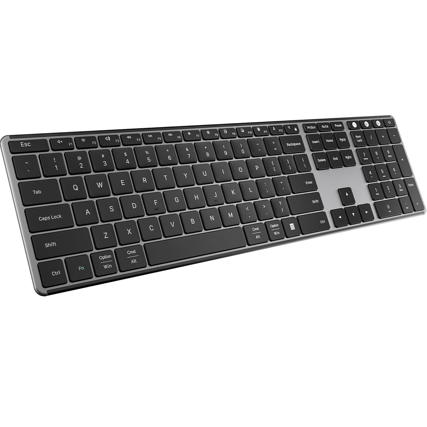 AUSDOM 2.4G Wireless Bluetooth Keyboard Full Size, Quiet Slim Multi-Device Rechargeable Cordless QWERTY Keyboard with Number Pad, Low Profile Silent Flat Universal Keyboards for Computer/Mac/Windows