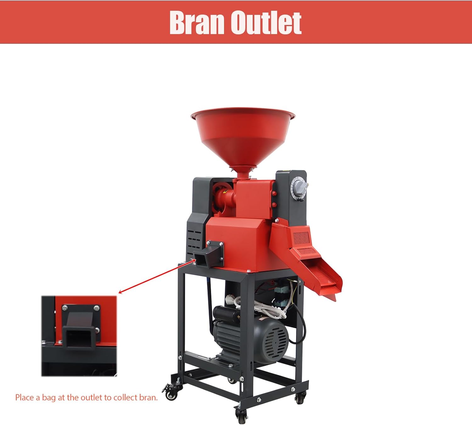 220v 1.8kw Commercial Rice Milling Machine,374lbs/h Rice Sheller& Grain Miller with Adjustable Flow Regulator
