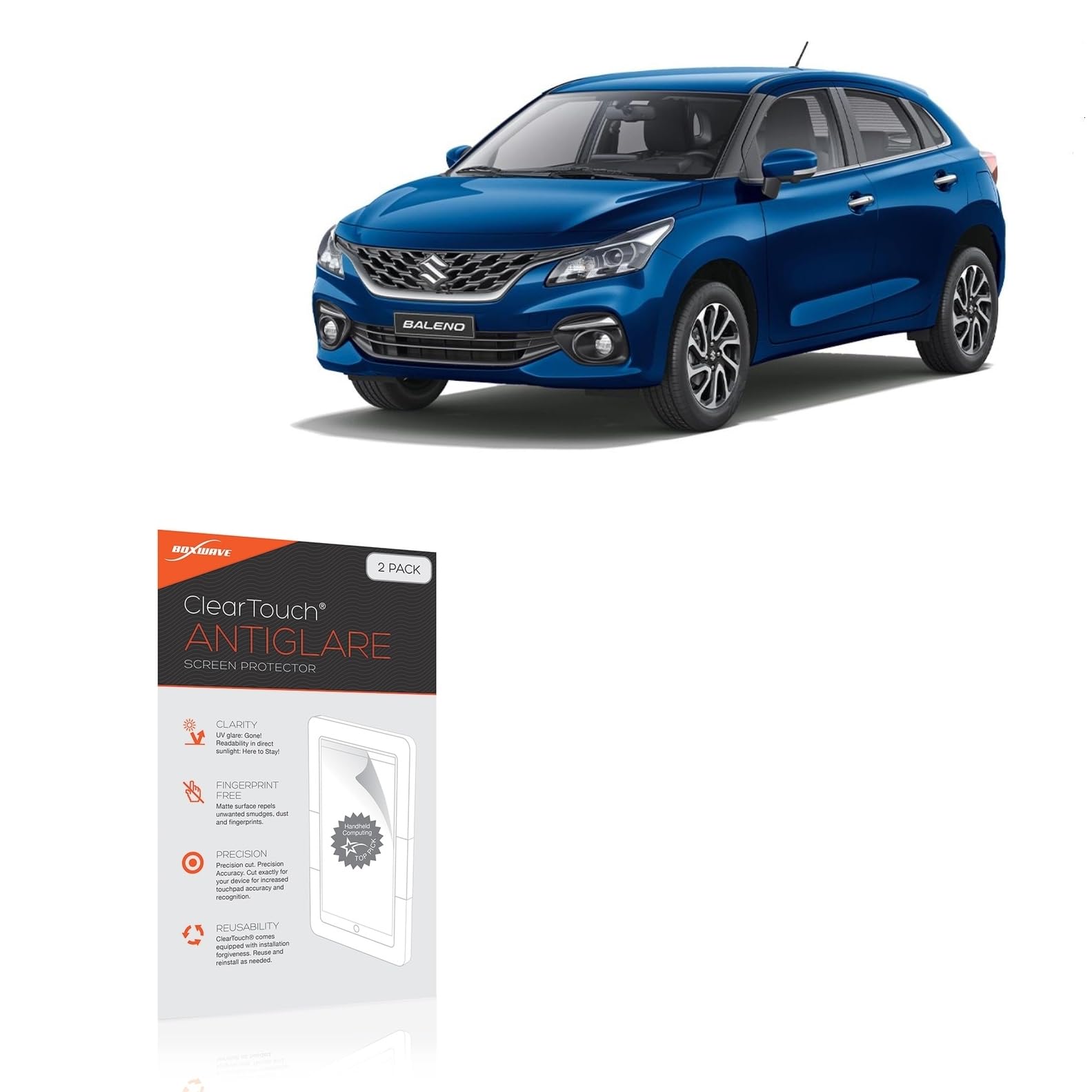 BoxWave Screen Protector Compatible with Suzuki 2024 Baleno Display (7 in) - ClearTouch Anti-Glare (2-Pack), Anti-Fingerprint Matte Film Skin