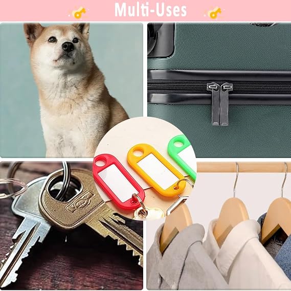 Key Fobs 100 Pieces Key Rings Name Tags Luggage Id Labels with Split Ring Keyring (Red)