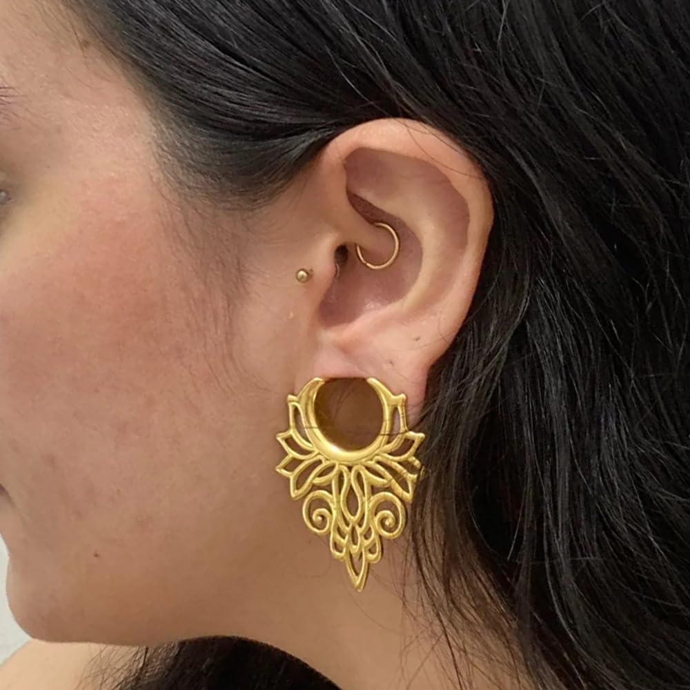 Vankula Ohr Tunnel 1 Paar Sattel Flesh Plugs Hohl Edelstahl für männer damen Ohrpiercing Gestreckte Schmuck8mm bis 19mm