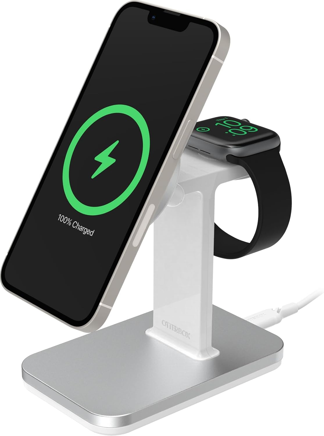 OtterBox Wi-fi 2-in-1 MagSafe Charging Station Sort-C, Sturdy Magnetic Alignment and Maintain for MagSafe Merchandise, Elegant Charging Resolution for iPhone 15/14/13/12 Sequence and Apple Watch, Gray