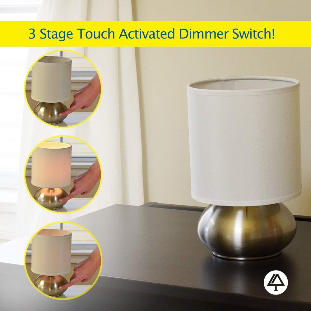 Bedroom Table Lamp with On/Off Touch Sensor (2 Pack Set)