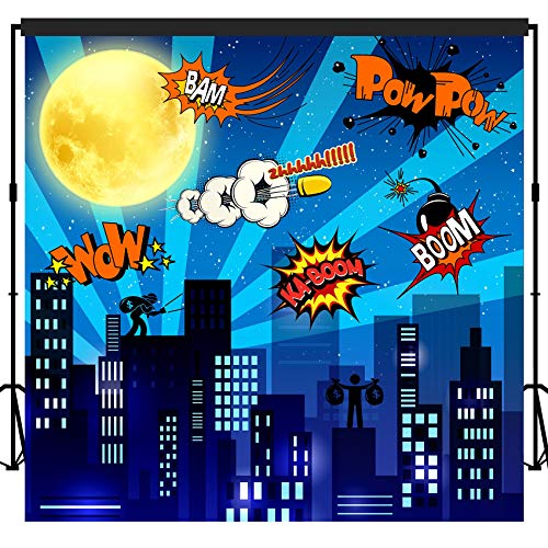 Super Hero City Backdrop Banner Scene Setters 7X7' #TOP3