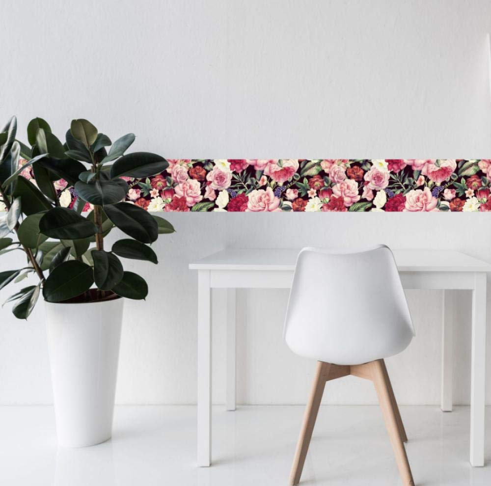Carta Adesiva Parete Carta Bordi Adesiva VisitRyl Per Parete - Stampa  Peonia Rosa, 15x300 Cm Bordi Adesivi Rimovibili, image size:1000x990