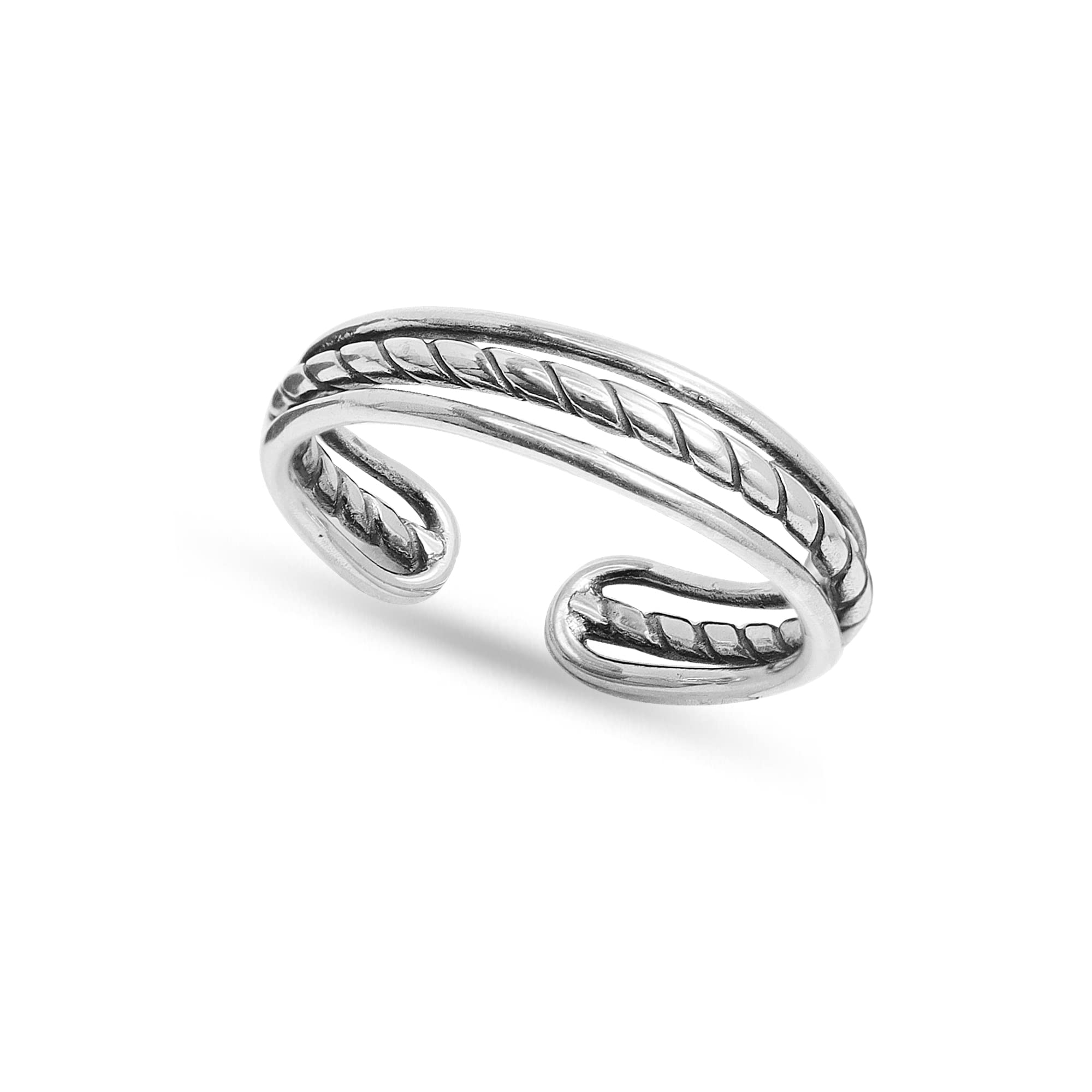 LeCalla 925 Sterling Silver Toe Ring for Women | Antique Simple Open Adjustable Toe-Ring | Minimalist Toe Rings for Gifting