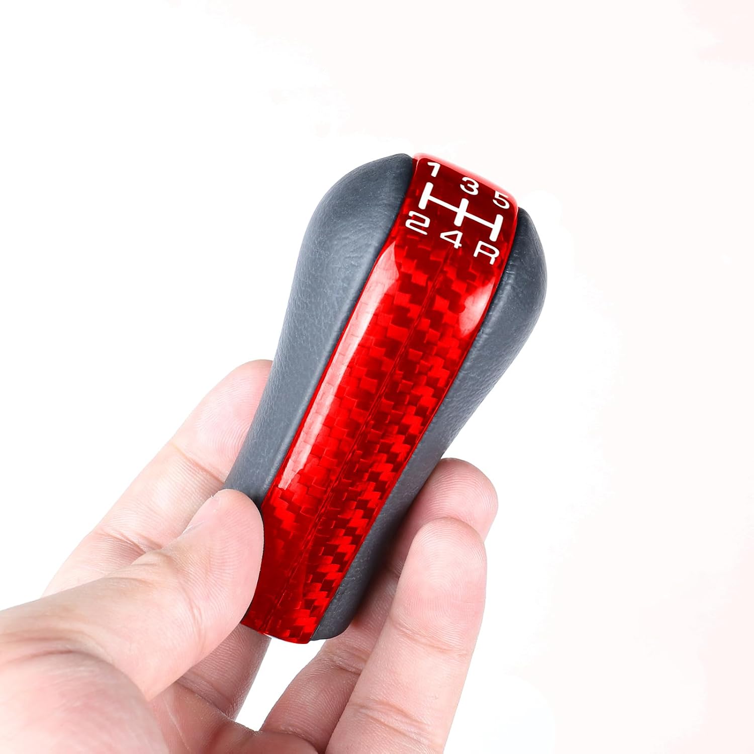 Car Gear Knob Cover Decals Red Carbon Fiber Accessories Compatible with Nissan GTR R34 (1999-2002)/R33 (1994-1999)/R32 (1989-1994)