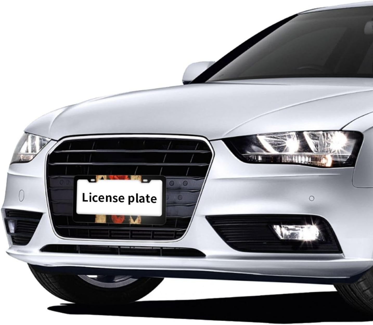 Red Rose Growing Matte Aluminum License Plate Frame with Black Screw Caps，2pcs 2 Holes Black Licenses Plates Frames,Car Licenses Plate Covers Holders for Us Vehicles/Women/Men