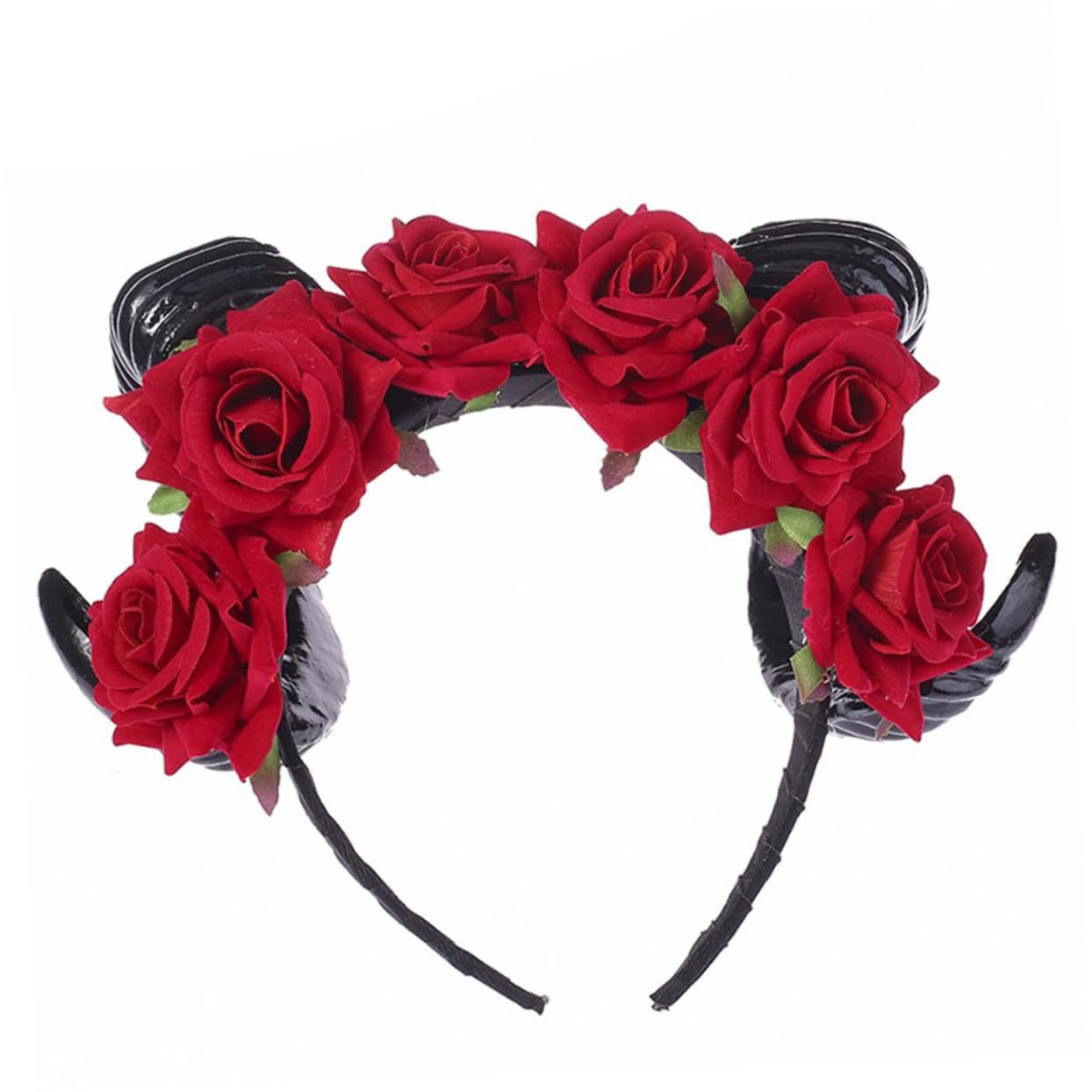 GANAZONO Rose Horns Headband Lightweight Halloween Hair Accessory Comfortable Flower Hairband for Women Festival Costume Party