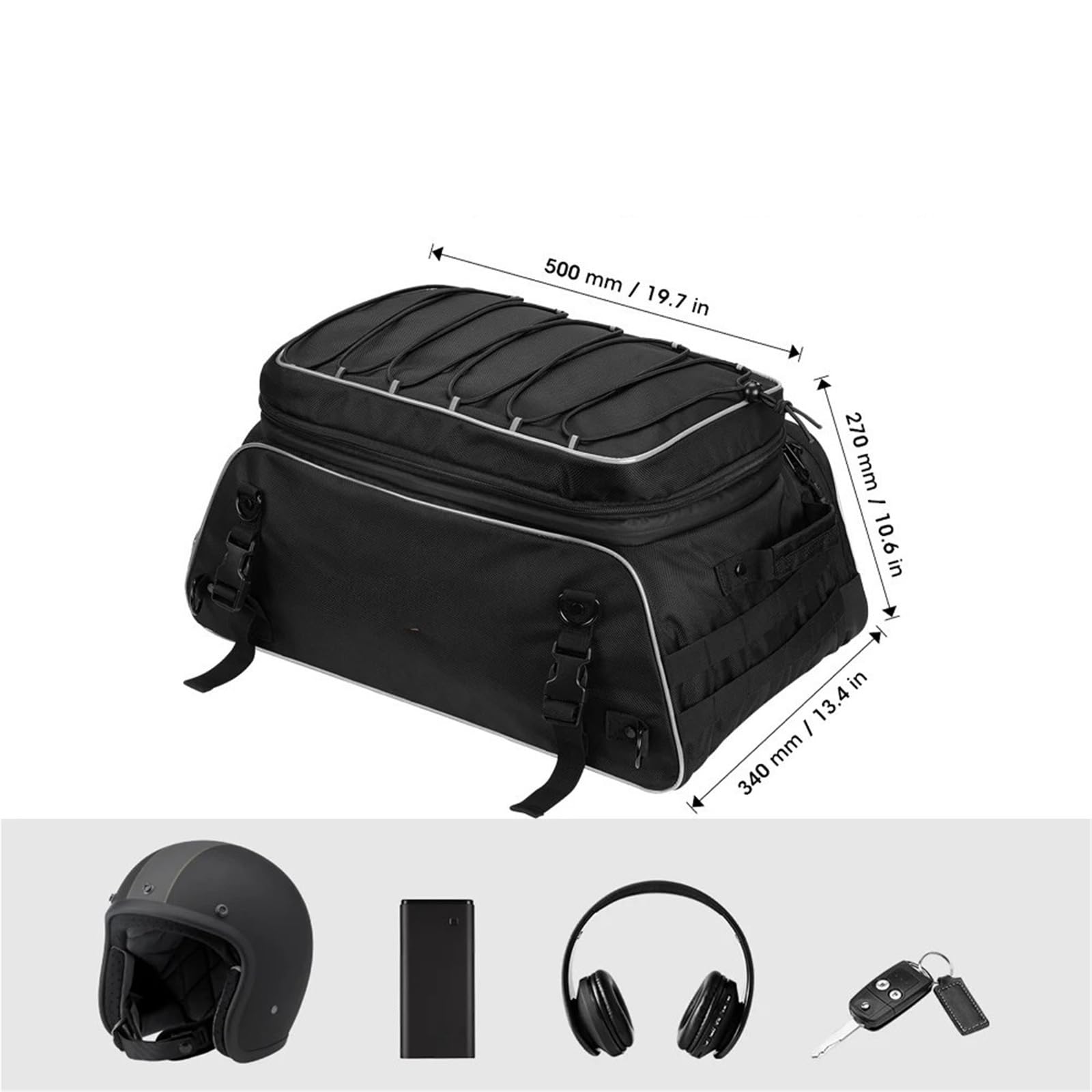 Borsa Da Viaggio Per Moto, Borsa Da Viaggio Pieghevole Con Cinghie A Barra, Borsa Da Viaggio Per Moto Organizer Per Riporre Bagagli Posteriore