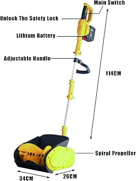 Cordless Electric Snow Shovel & Blower, 1200W Snow Remover with 2×21V Batteries & 6 Gloves, 32cm Wide Clearing Path, Telescopic Pole, for Driveways, Patios & Pathways