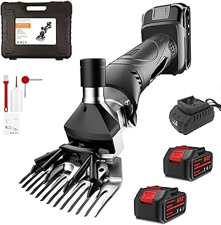 FVPJUXSG Caquelas De Corte Ovejas Inalámbricas, Motor Cobre Ajustable De 6 Velocidades, Cobre Sin Escobillas, Bajo Ruido, Batería 6ah Recargable, Disipación De Fuego Rápido para(Color:Negro)