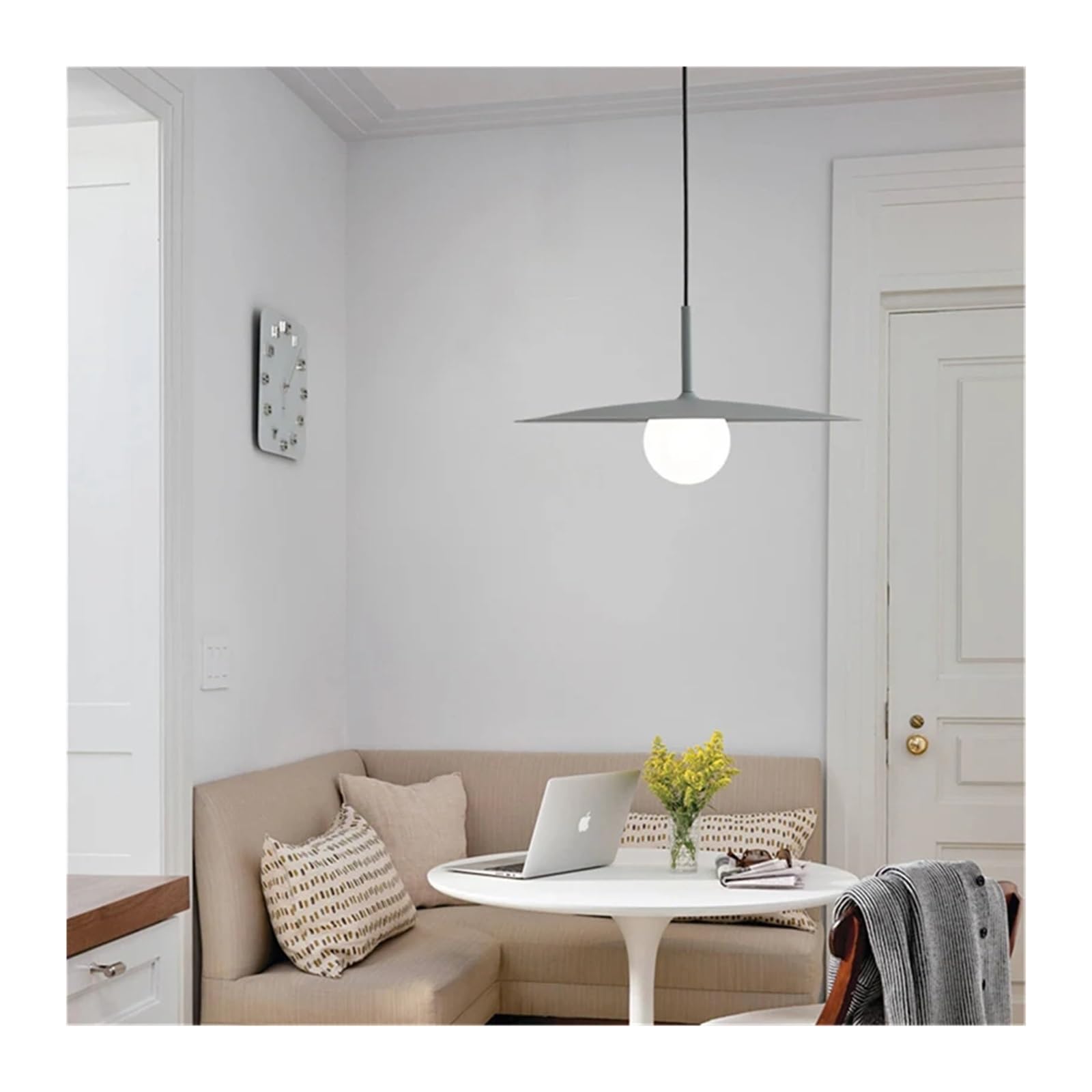 Lampadario a Corno per Soggiorno, lampadario a LED per Sala da Pranzo, Cucina, Lampada da soffitto, Lampada Decorativa per la casa, Lampada Artistica di Lusso (Grigio, 25 cm)