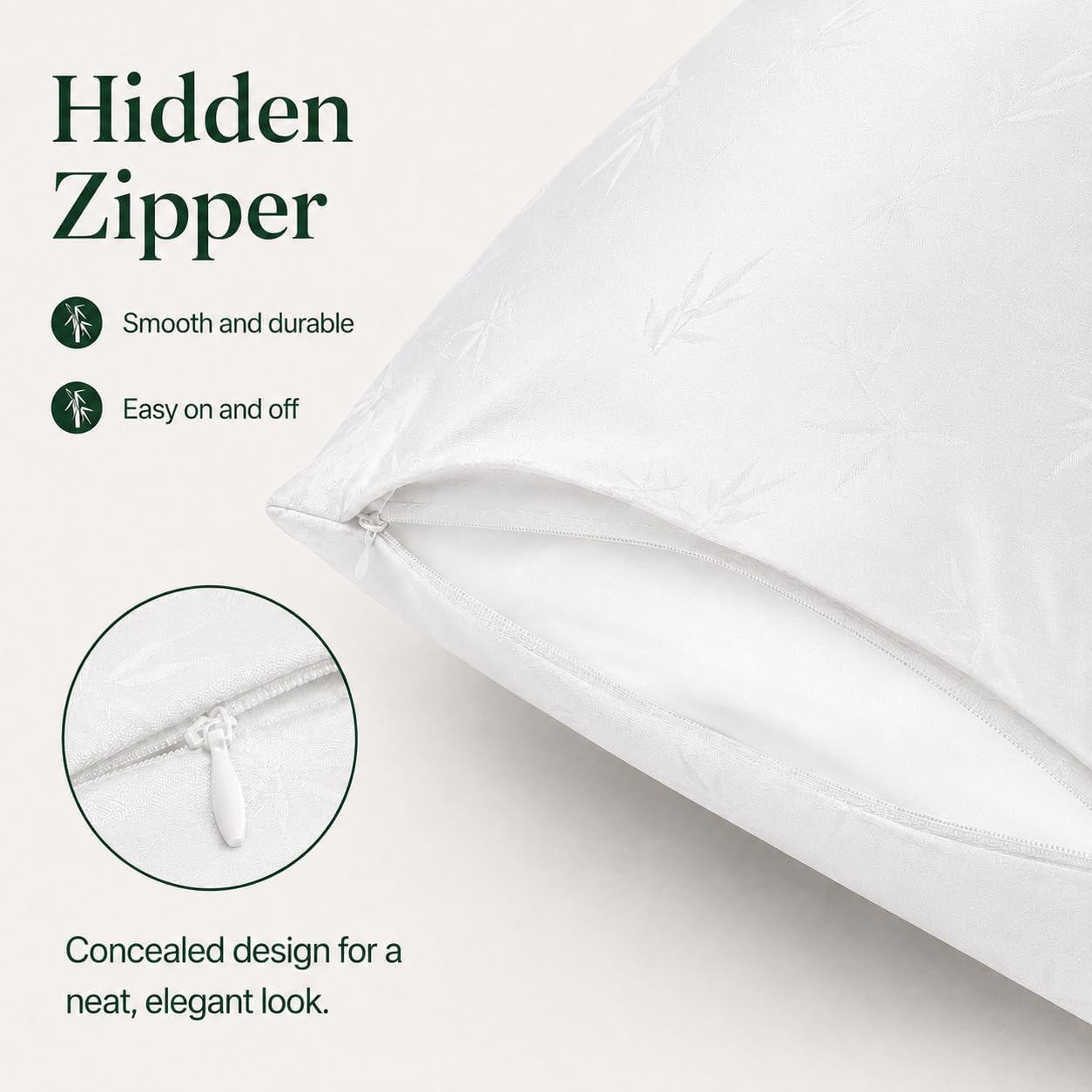 King Pillow Cases Set of 2, Viscose Made from Bamboo, 20 x 36 | Soft, smooth viscose made from bamboo with hidden zipper closures and two matching pillowcases for everyday bedding.
