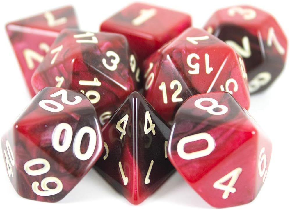Paladin Roleplaying Red and Brown Dice - Expanded DND Set with Extra D20 - 'Blood God'