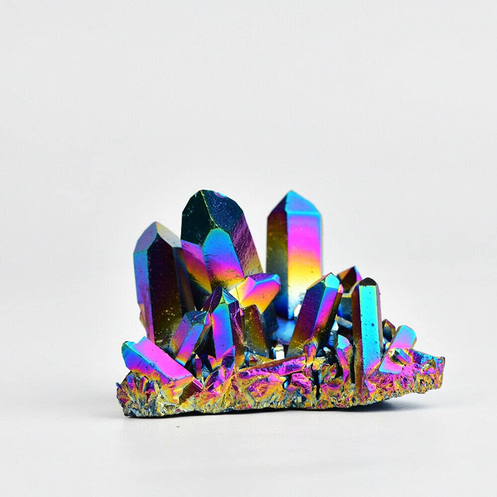 ausuky Natural Quartz Crystal Rainbow Titanium Cluster Mineral Specimen Stone Decor 15g