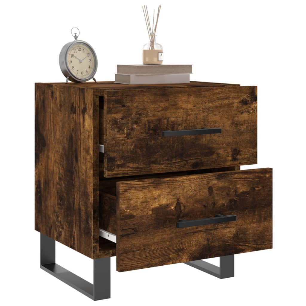Comodino in legno di rovere affumicato, 40 x 35 x 47,5 cm, gambe in