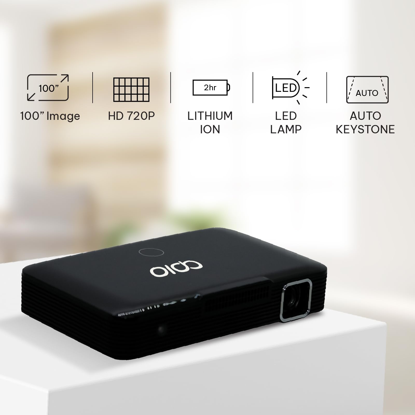 APIO Proiettore HD Ultra Mini HDMI con Lampada a LED, 2000 ANSI Lumens, Risoluzione 1280x720, Idea Regalo, Batteria Ricaricabile Integrata per Film, Laptop, Telefoni, Casa & Outdoor