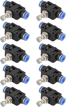 10pcs Air Flow Control Valve, 6mm Tube OD Push In Speed Controller Pneumatic Air Flow Control Valve Quick Connector with Push-to-Connect Fitting