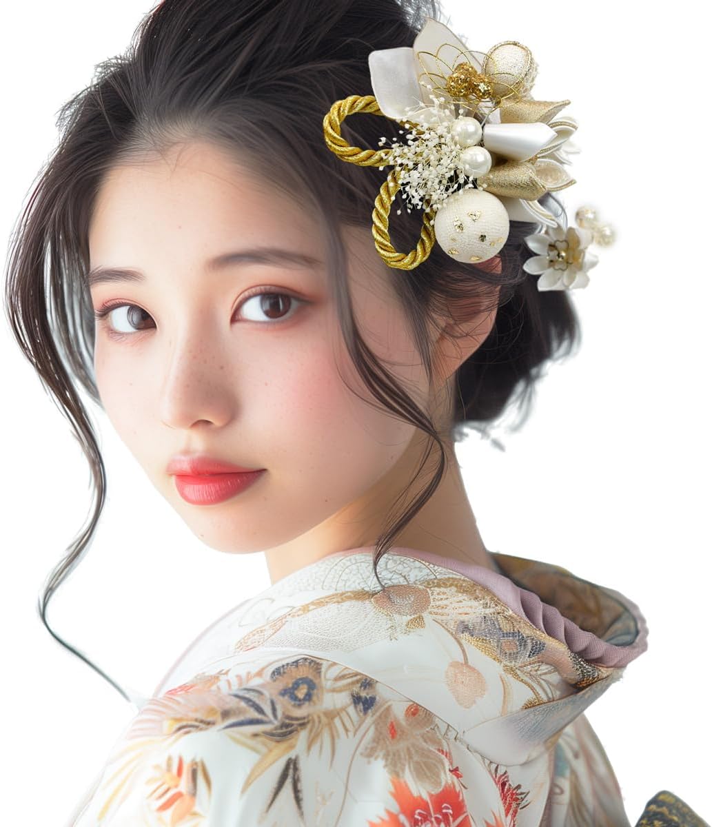 京都うさぎ堂 髪飾り２点セット 振袖 成人式 wk-297 簪 つまみ細工 水色 銀ビラ 京都うさぎ堂] 髪飾り２点セット 振袖 成人式 wk-297 簪 つまみ細工