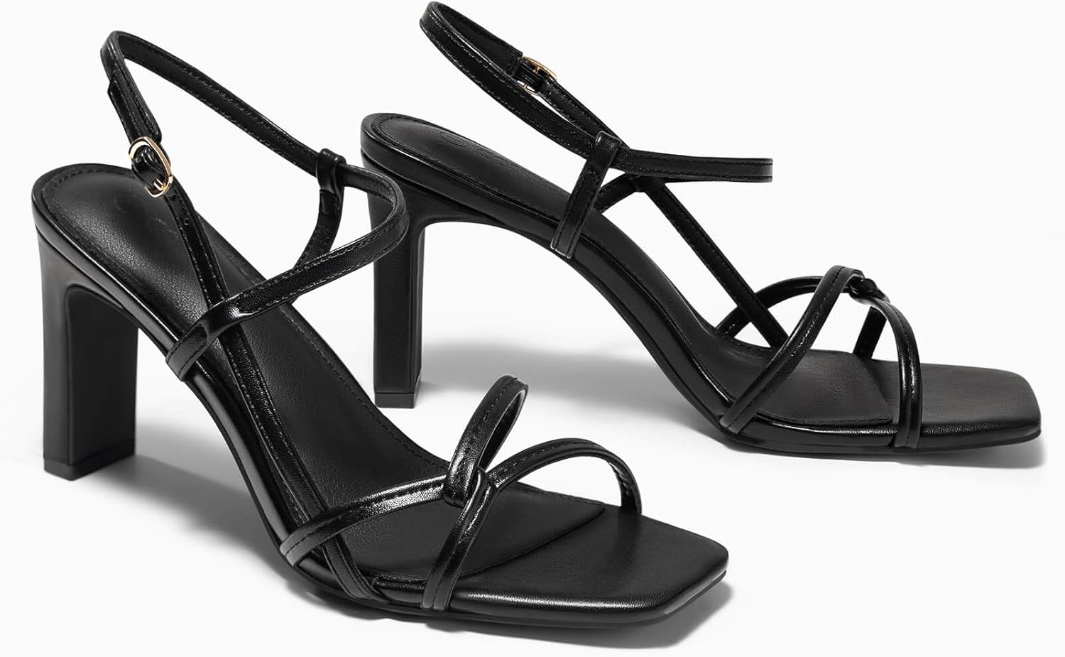 Coutgo Womens Chunky High Heels Strappy Sandals Square Open Toe Ankle Strap Wedding Party Dress Shoes - Image 6