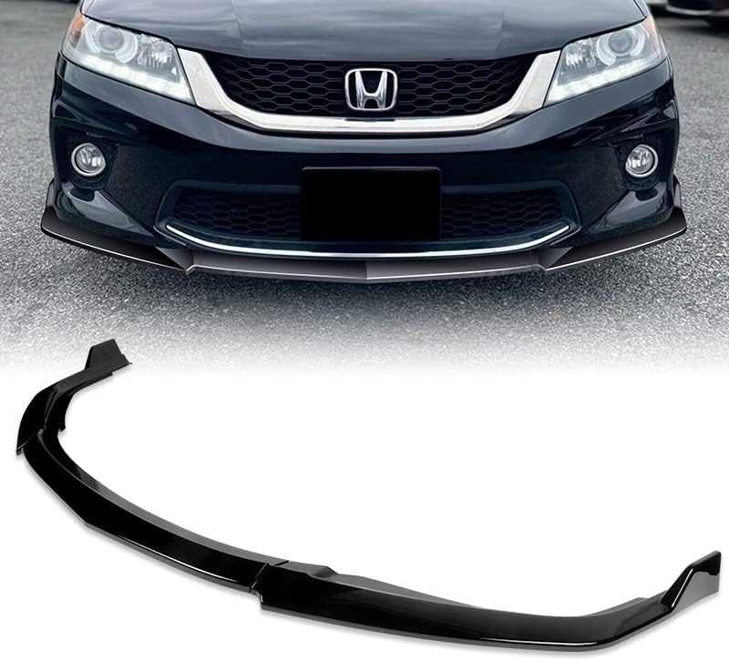 5pcs Combo Painted Black Front Bumper Body Kit Lip + Side Skirt Extensions Diffuser Compatible with 2013-2015 Honda Accord Coupe 2014