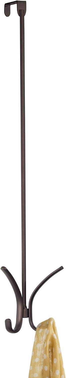 iDesign Axis Easy Reach 24" Quad Hook, Over the Door Towel Holder or Coat Rack for Bathroom, Bedroom, Office Closet Storage, 4.7" x 3.8" x 24", Bronze