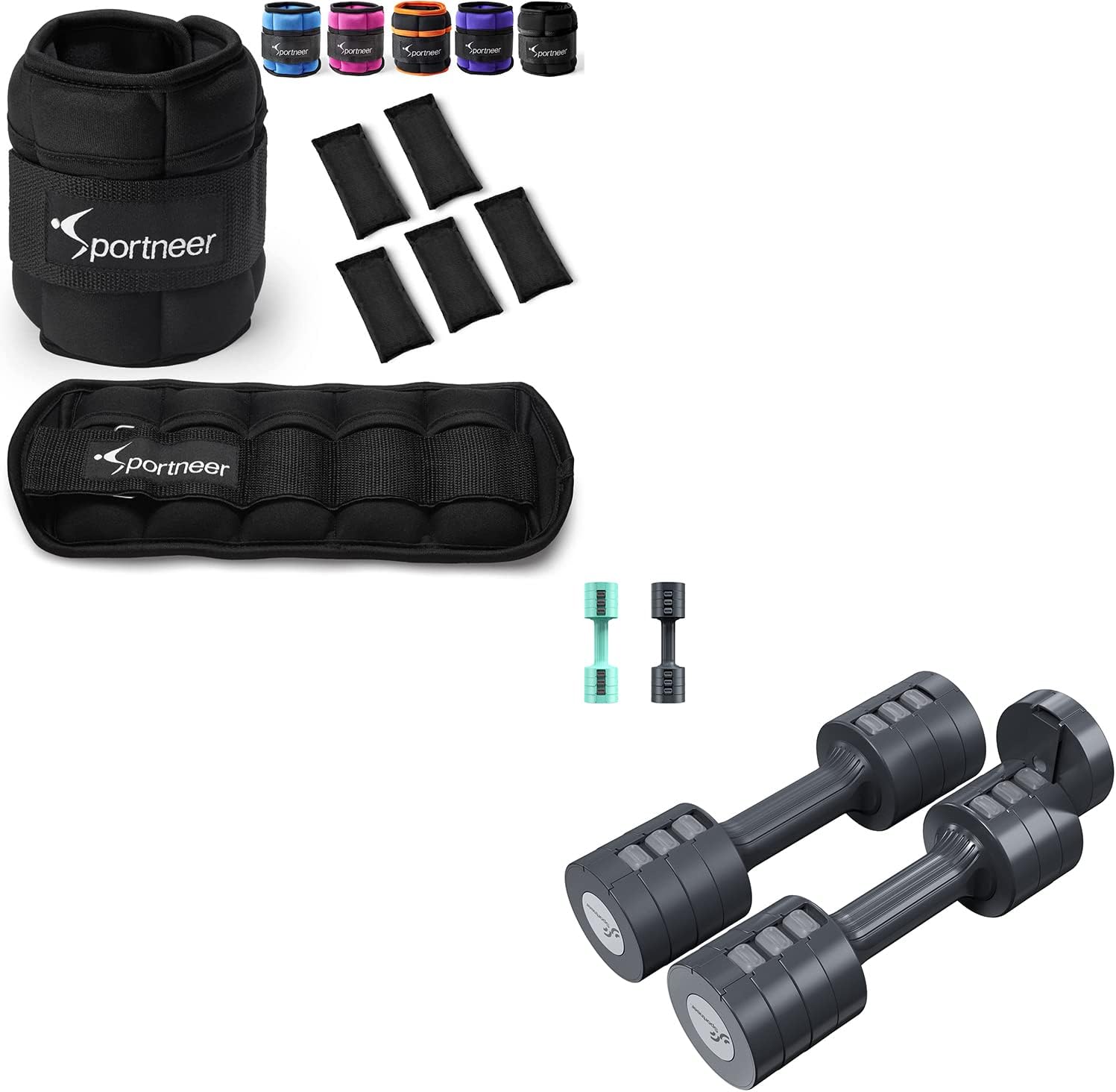 Adjustable Ankle Weights with Hand Weights Set Sports