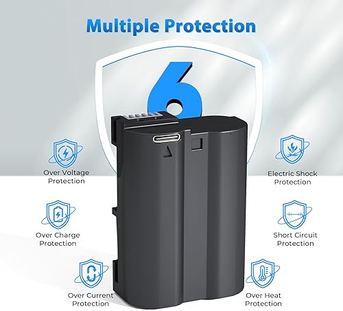 Vista 38 de Paquete de baterías EN-EL15, LP EN-EL15 EN EL15a, batería de repuesto recargable de iones de litio compatible con Nikon D7500, D7200, D7100, D7000