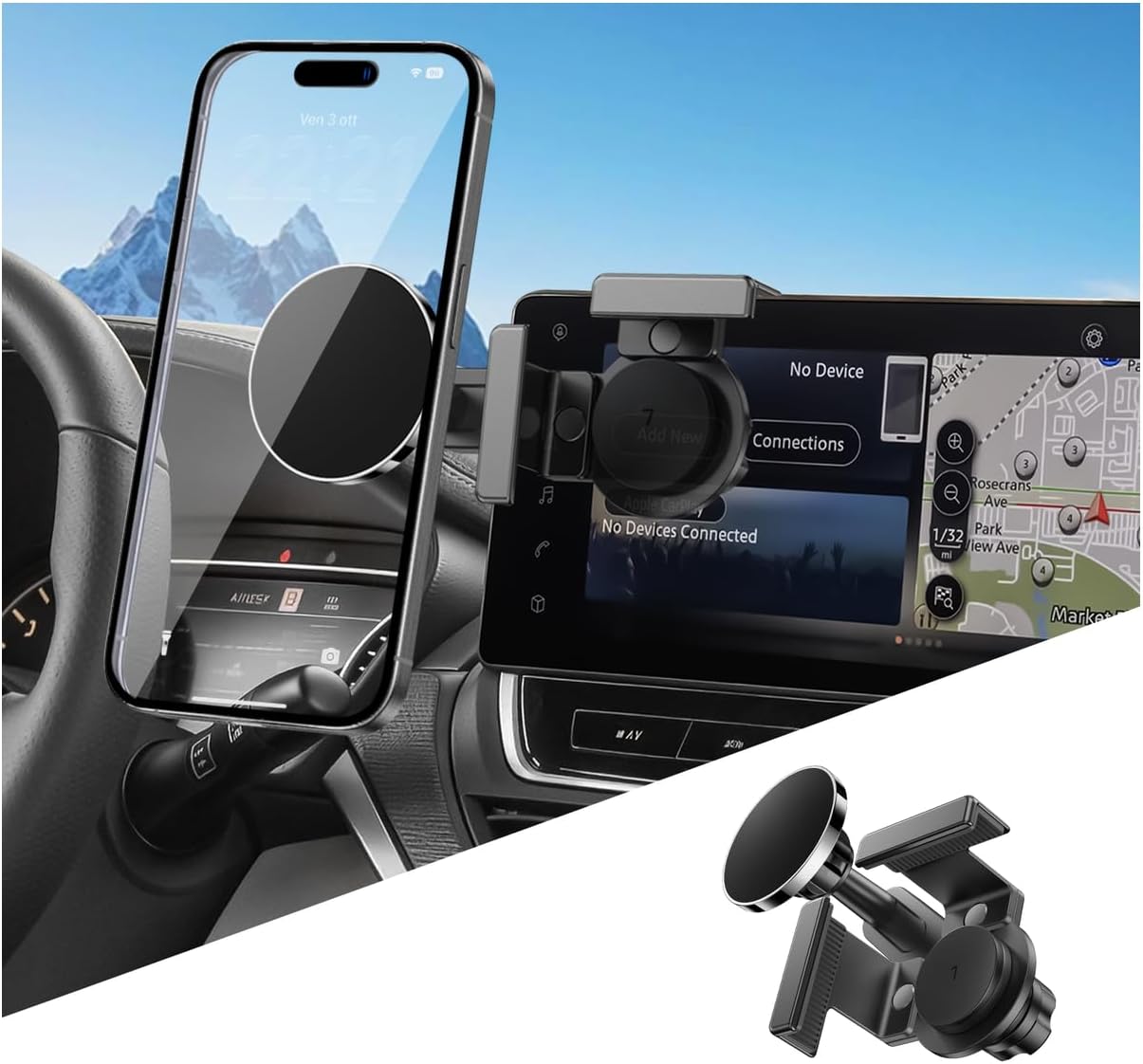 Ruiya 2023-2026 Altima Magnetic Car Phone Mount for 2023-2026 Nissan Altima (SL/SR VC-Turbo) Accessories 360° Adjustable Floating Screen Dashboard Monitor Base Car Phone Holder(Only for 12.3")