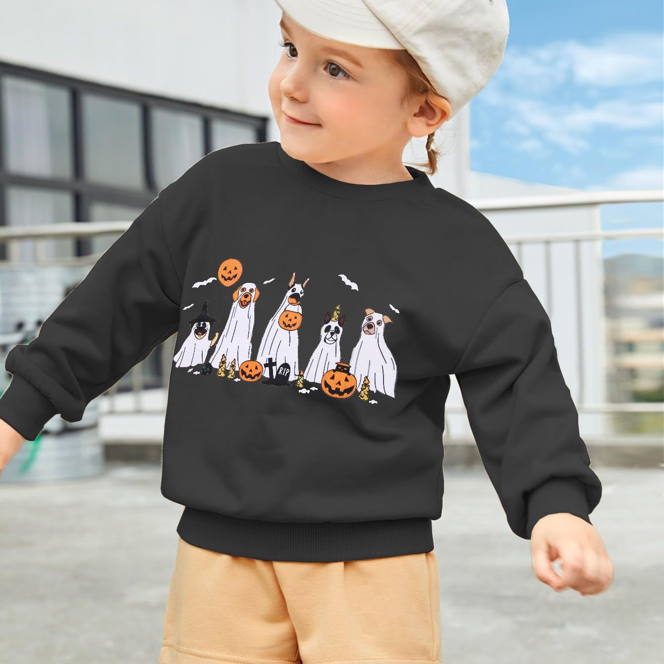 Toddler Baby Girl Halloween Sweatshirt Kids Ghosts Dog Pumpkin Spooky Season Pullover Crewneck Long Sleeve Shirt Tops - Image 3