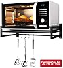 A to Z Hub Laksh CASA-Wall Mount Microwave Oven Rack - Metal Holder Storage Stand - Cooker Utensils Dish Shelf Organizer with Hooks for Home & Kitchen Appliances